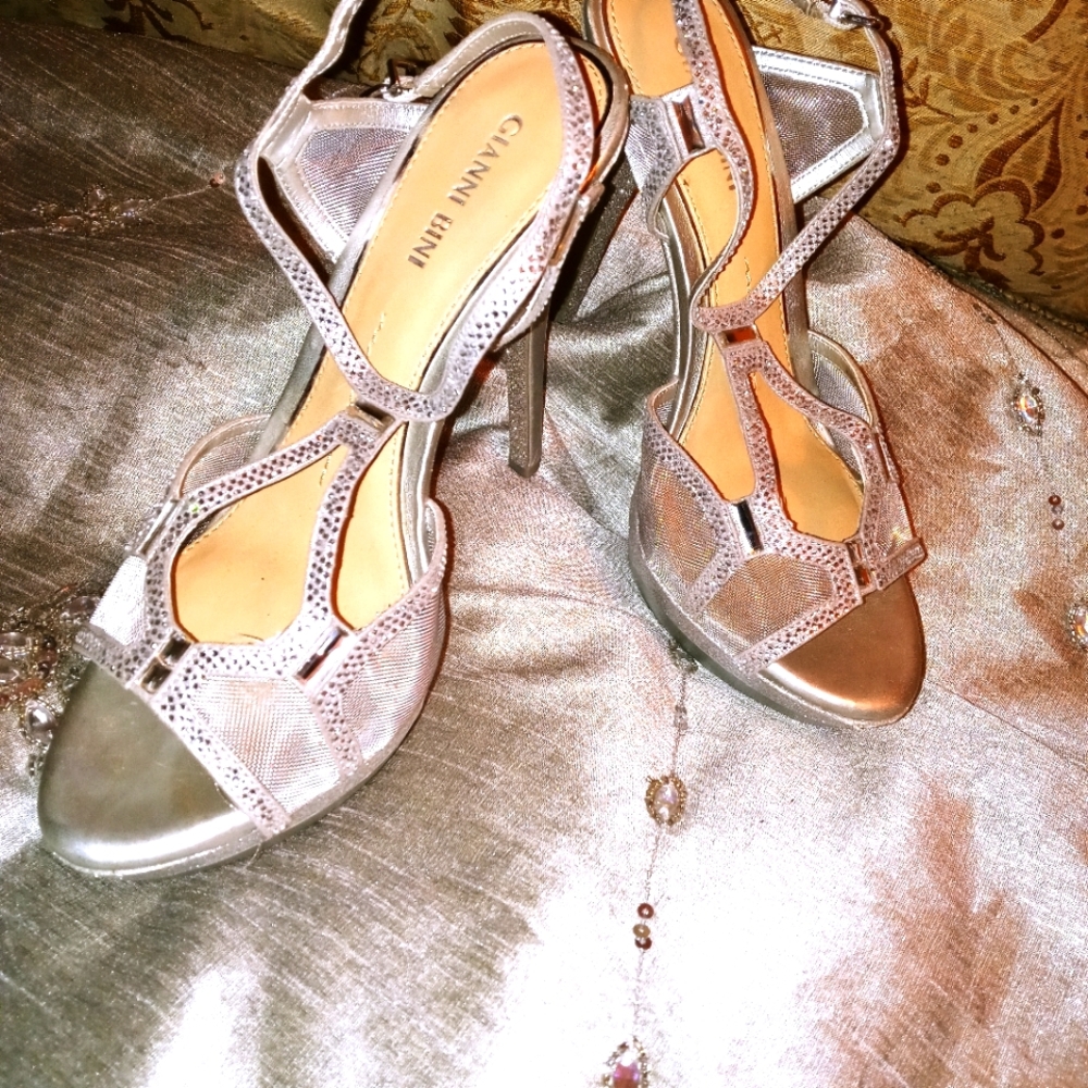 Silver high heels